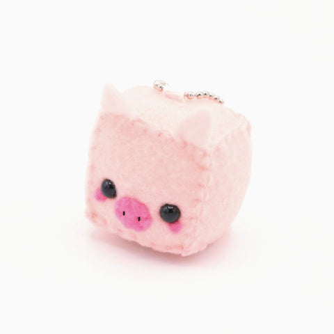 Felt Cube Pig Plush (with keychain option)